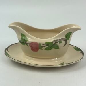 Franciscan Desert Rose Gravy Boat With Underplate Floral Earthenware Vtg Dish